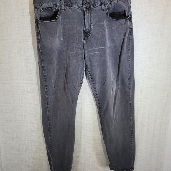 Lucky Brand 221 Original Straight Jeans Mens 40x32 Gray Distressed Denim Stretch - Picture 1 of 11